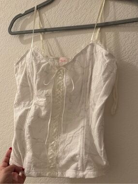 Cream Lace-Up Corset Cami
